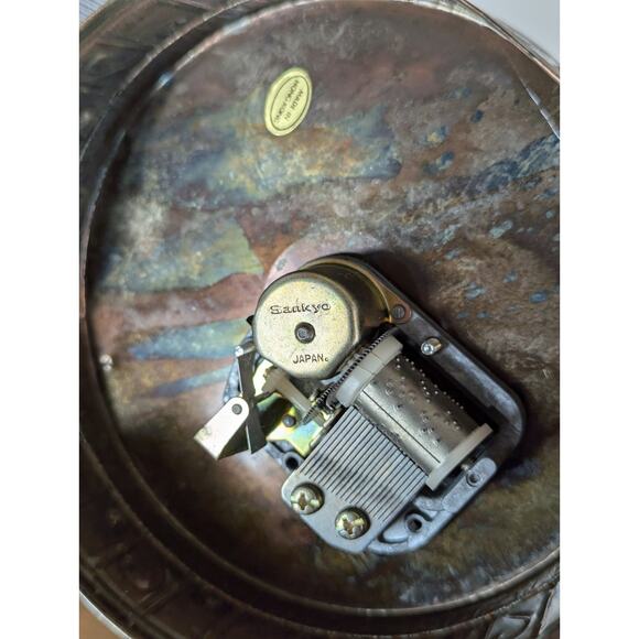 Vintage Copper Wind-Up Musical Carousel Horses 1960s MCM Music Home Decor Gift - Picture 10 of 12